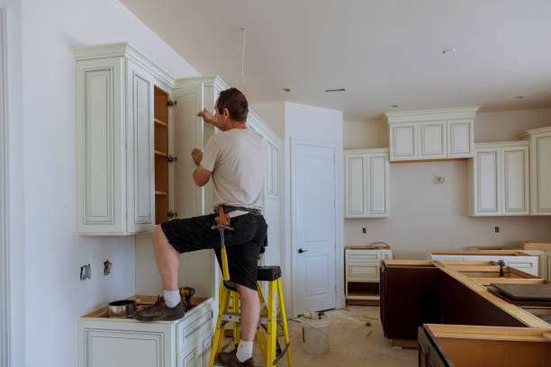 Kitchen island installation in Bellaire by JMT Kitchen Cabinet